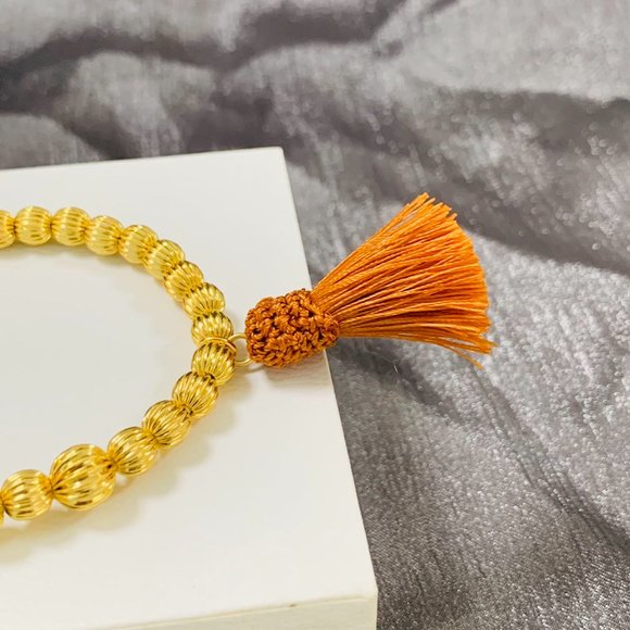 Tory Burch Bracelet Roxanne Multicolot Bead Tassel bracelet Rolled Gold - Picture 5 of 14